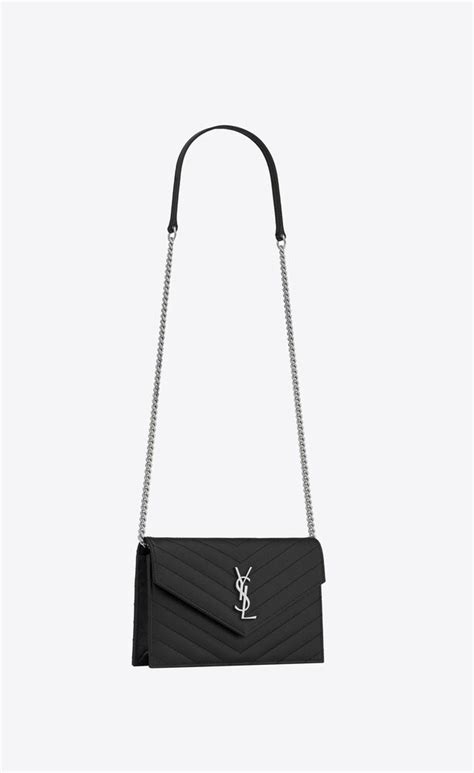 ysl envelope quilted leather chain wallet|ysl cassandre envelope chain wallet.